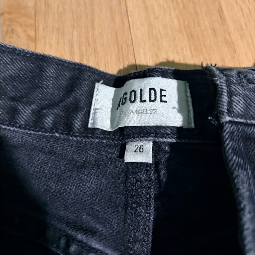 AGOLDE Dee Black Denim Shorts Size 26 High Rise Button Fly Organic Cotton - Picture 2 of 4